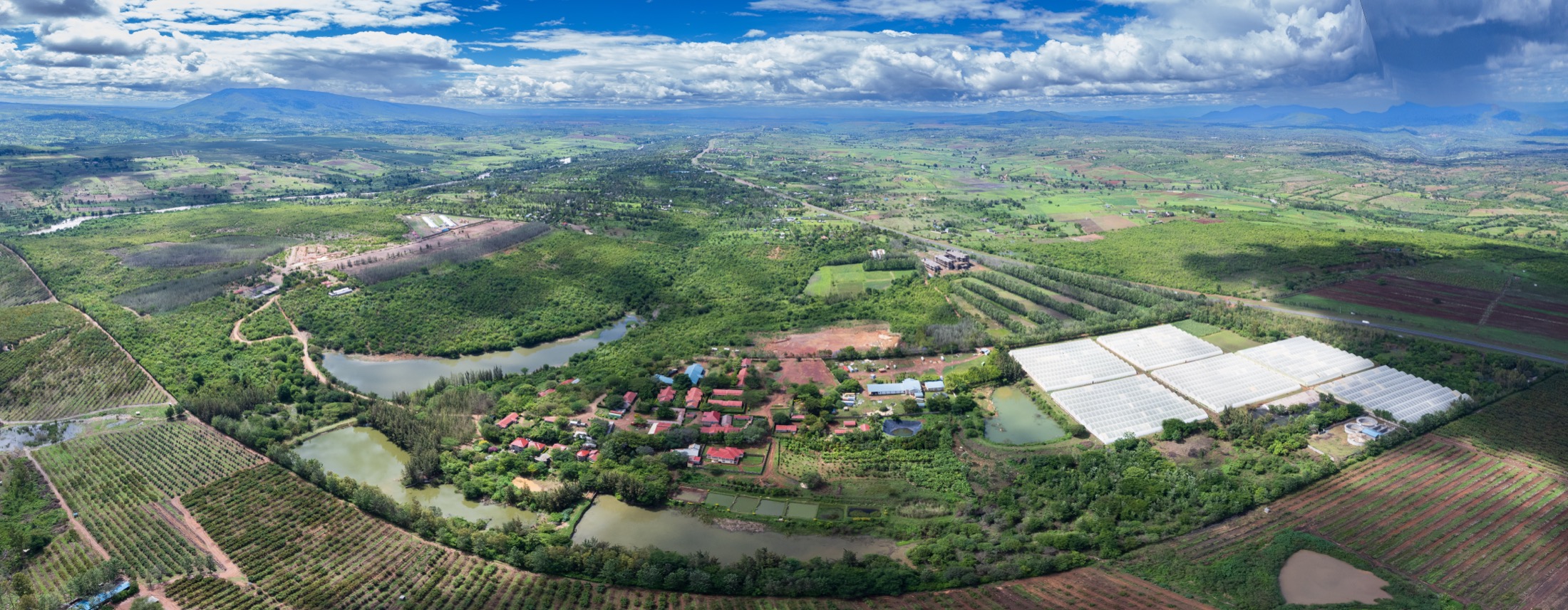 Panoramic aerial view of the Mully College campus